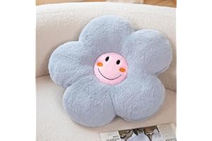 AmyToo 17” Blue Flower Pillow Flower Shaped Throw Pillow Colorful Smile Daisy Flower Pillows Seating Cushions for Adults Kids Throw Pillows Couch Decor