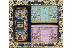New English Teas Traditional Tea & Cookies Gift Set with 80 English Breakfast Teabags & Cornish Cookies