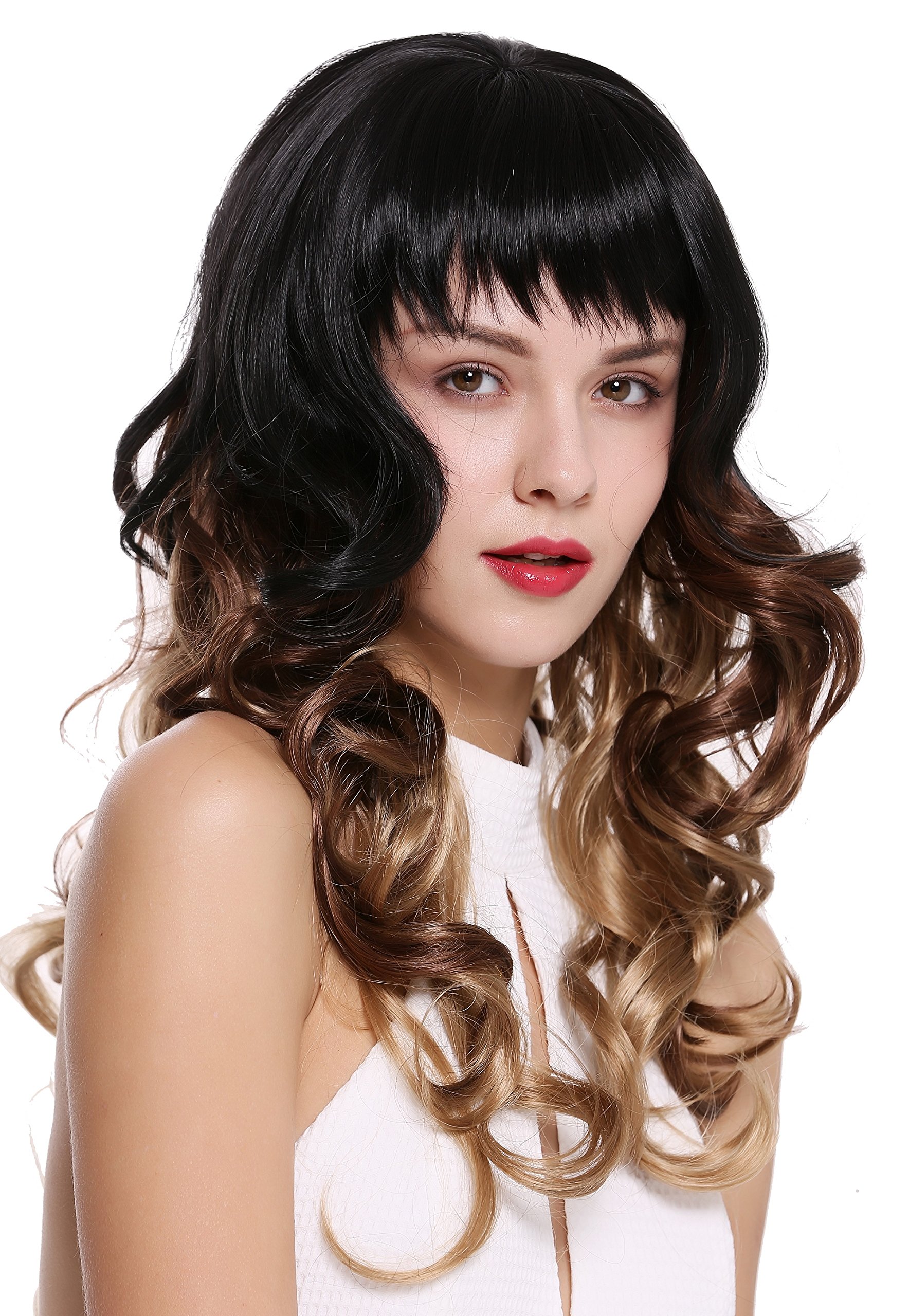 WIG ME UP - 1002A-G1B-30-19 Lady Quality Wig Long Curls Bangs Fringe curled Ombre Black Brown Blond 22inch