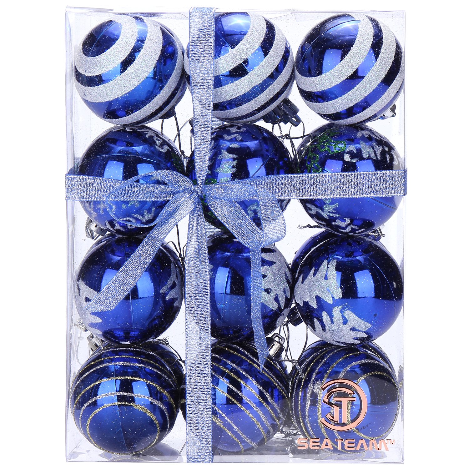 Wintry Blue and Silver Christmas Tree Ornaments