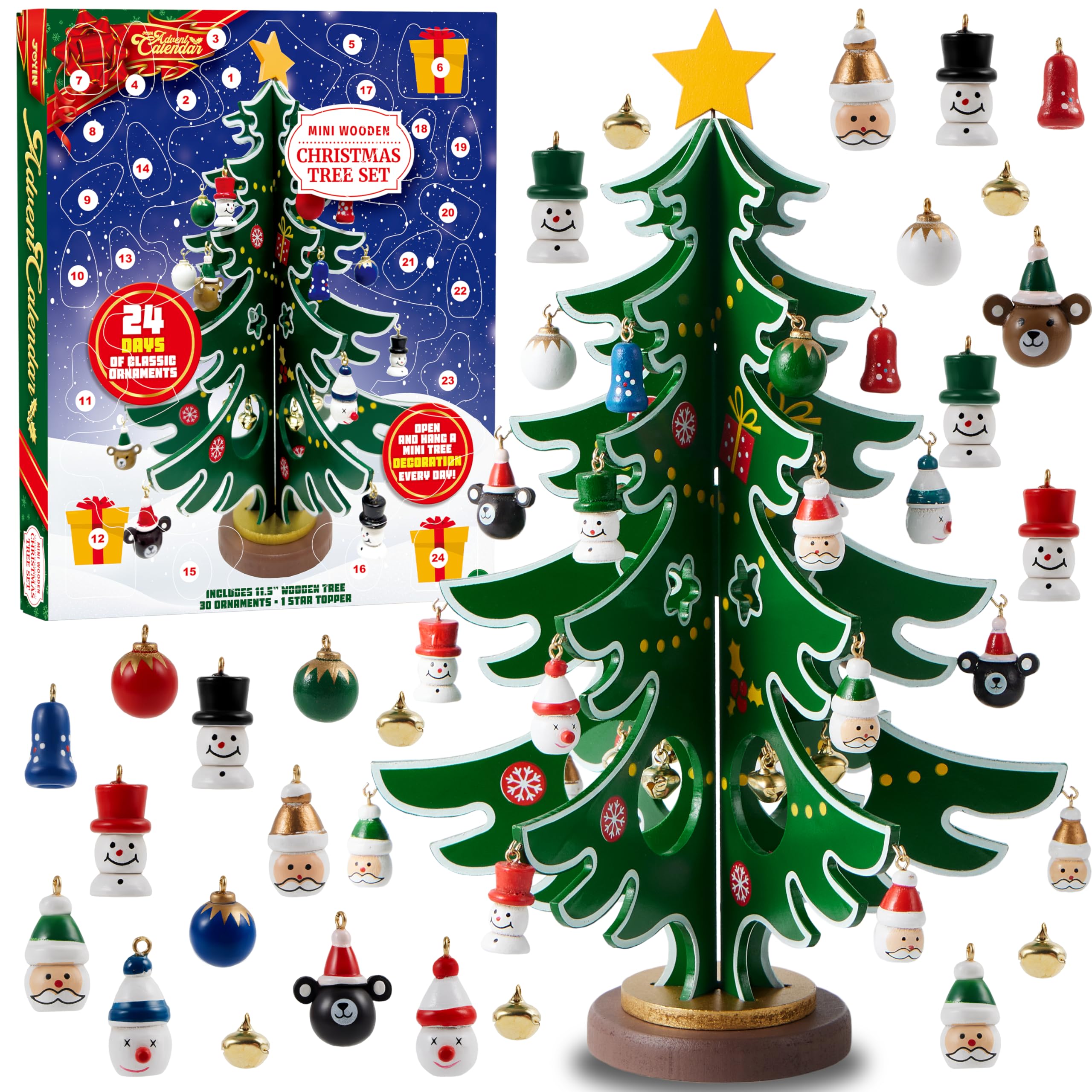 Photo 1 of JOYIN 2024 Christmas Advent Calendar, 24 Days Countdown Calendar with Christmas Tree 24 PCS Ornaments for Boys Girls & Kids Party Favors, Classroom Prizes Xmas Gift, Christmas Tree Countdown Calendar