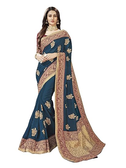 Women's Poly Silk Saree With Blouse Piece