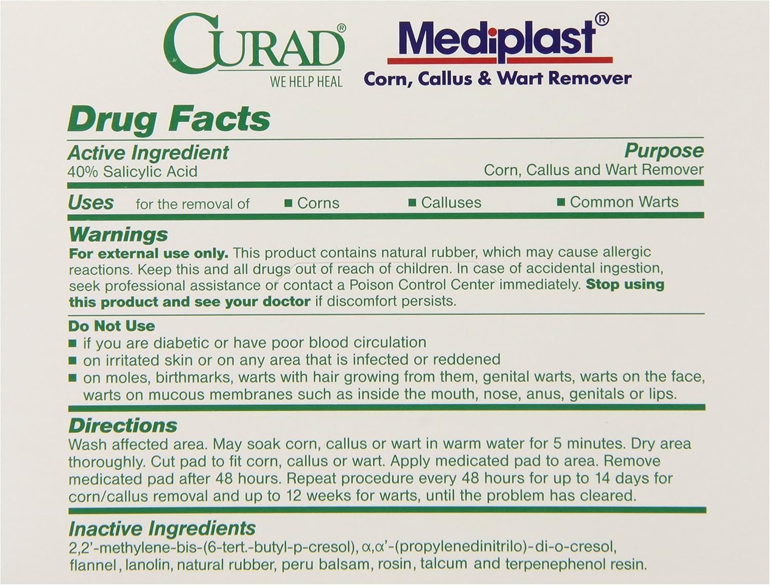 Medline Pad Mediplast Wart Curad 2 Inch x 3 Inch, 150 Count: Health & Personal Care