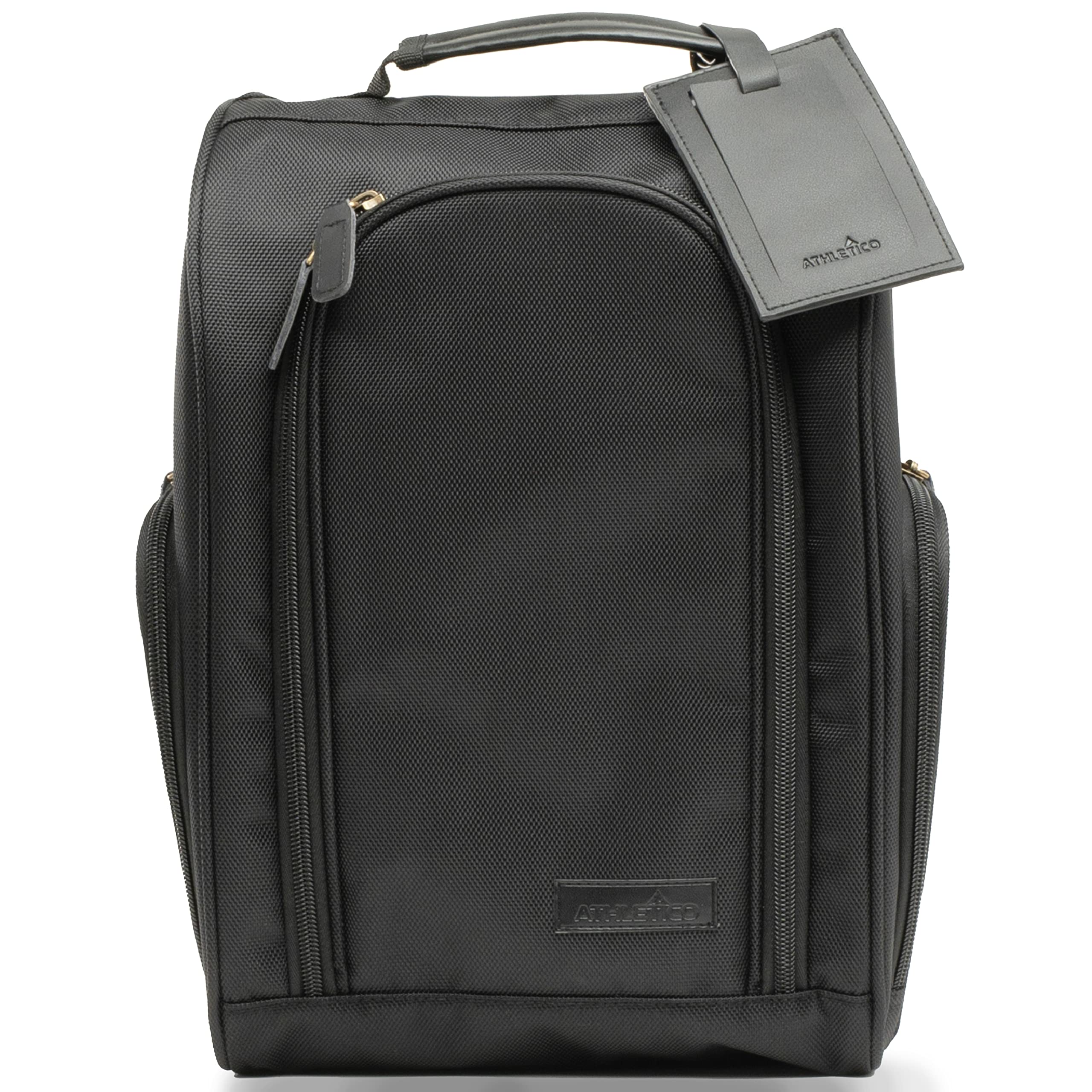 Athletico Executive Golf Shoe Bag with Luggage Tag - Zippered Shoe Carrier with External Pockets - Great Golf Gift for Men or Women