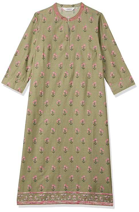 Womens Mandarin Collar Printed Kurta