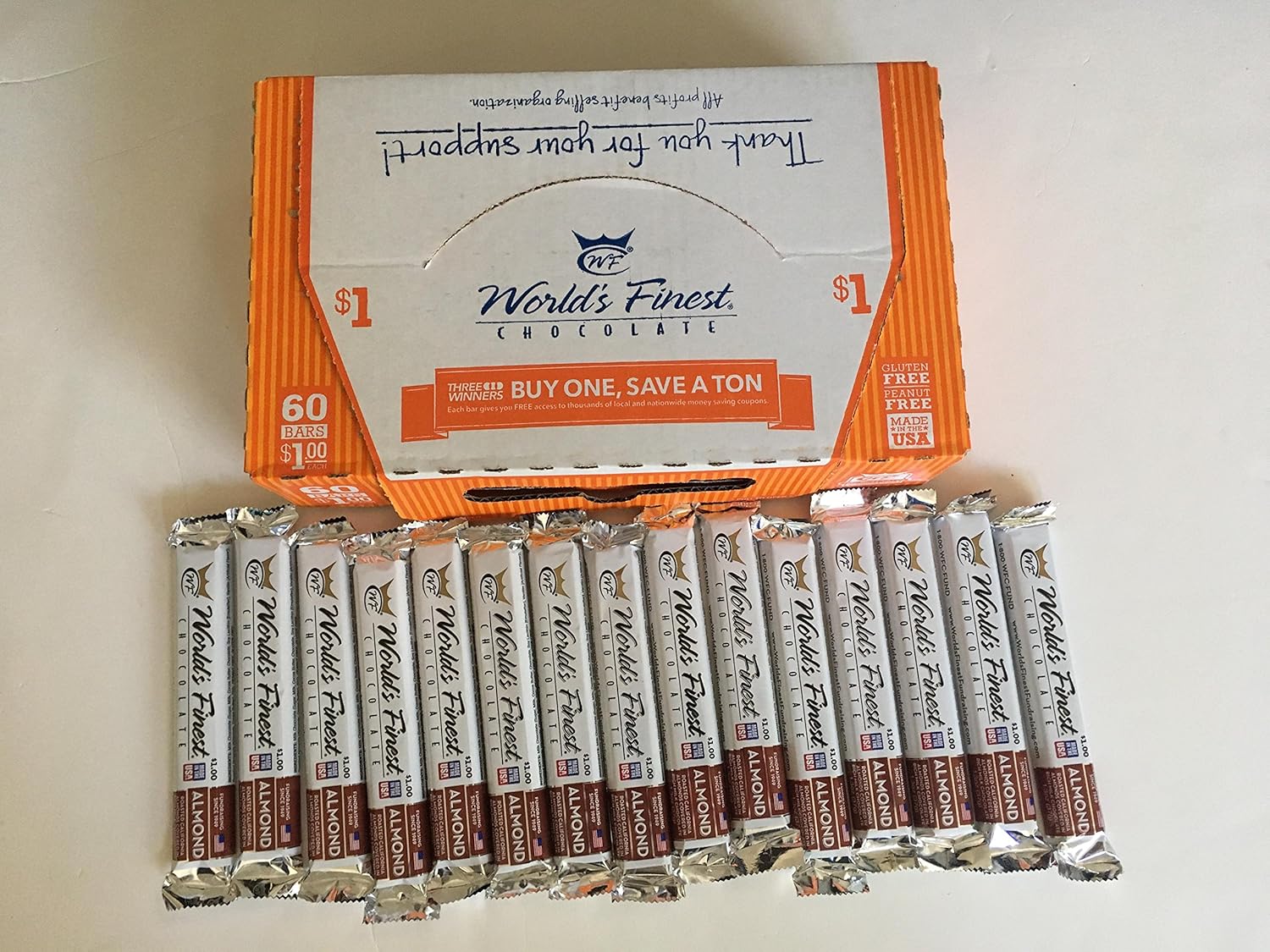 NEW and IMPROVED 15 BARS World's Finest Chocolate Milk Chocolate with Almonds