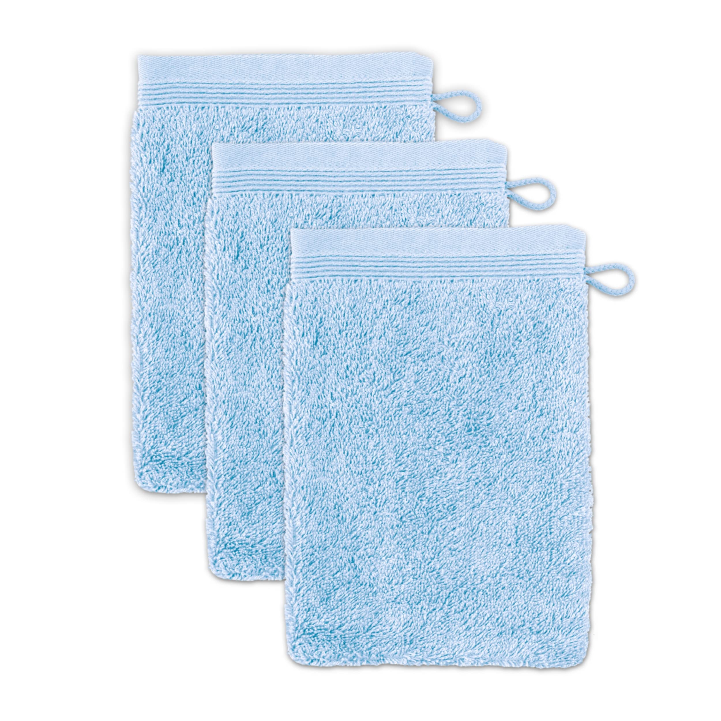 Möve 3er set Superwuschel wash glove 15 x 20 cm made of 100% cotton, aquamarine