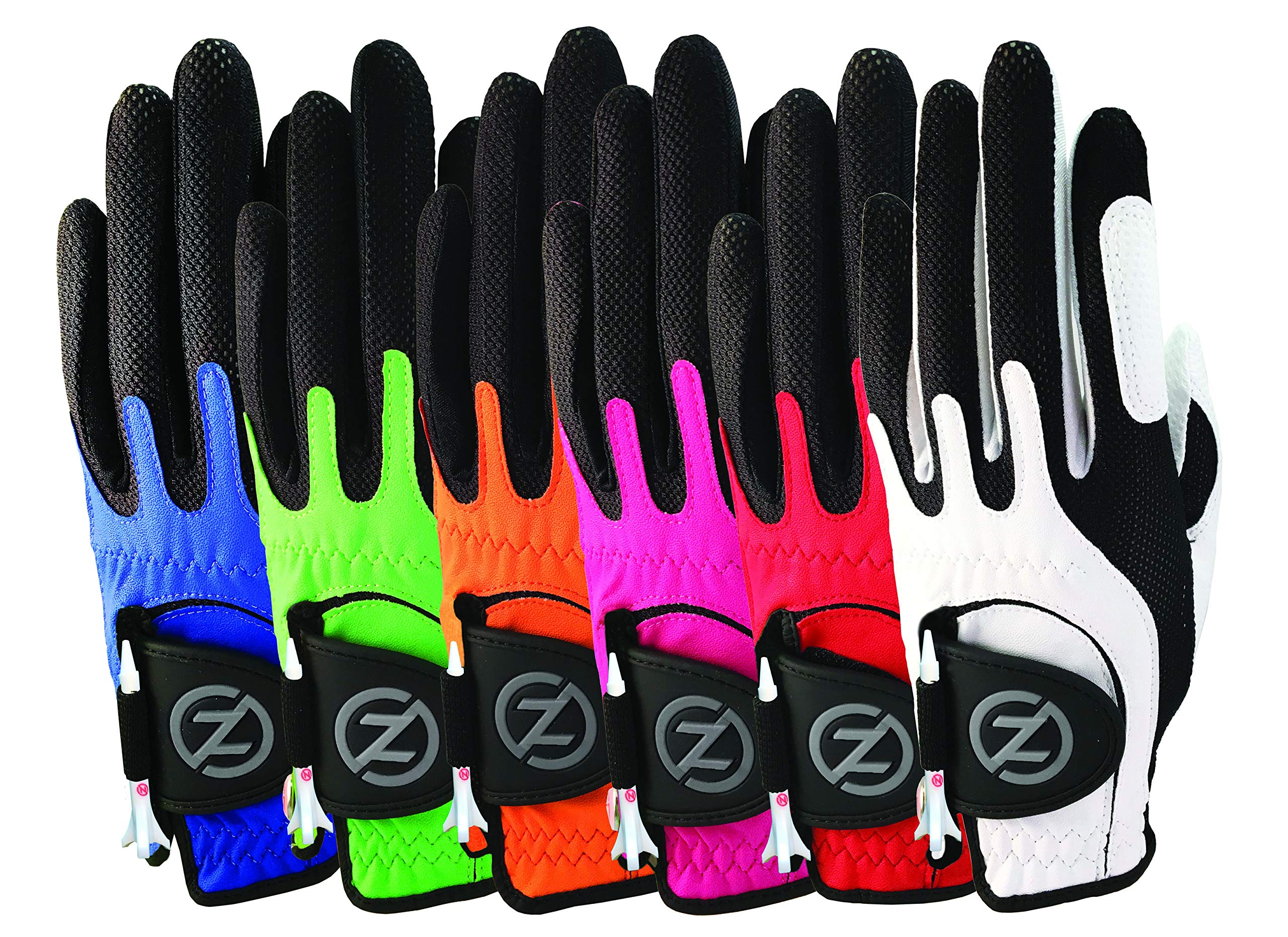 Zero Friction Junior Compression-Fit Synthetic Universal Fit Golf Gloves 6 Pack, One Size, Multicolour