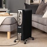Russell Hobbs 2kW Oil Filled Radiator 9 Fin Portable Heater Black -AZ view 5
