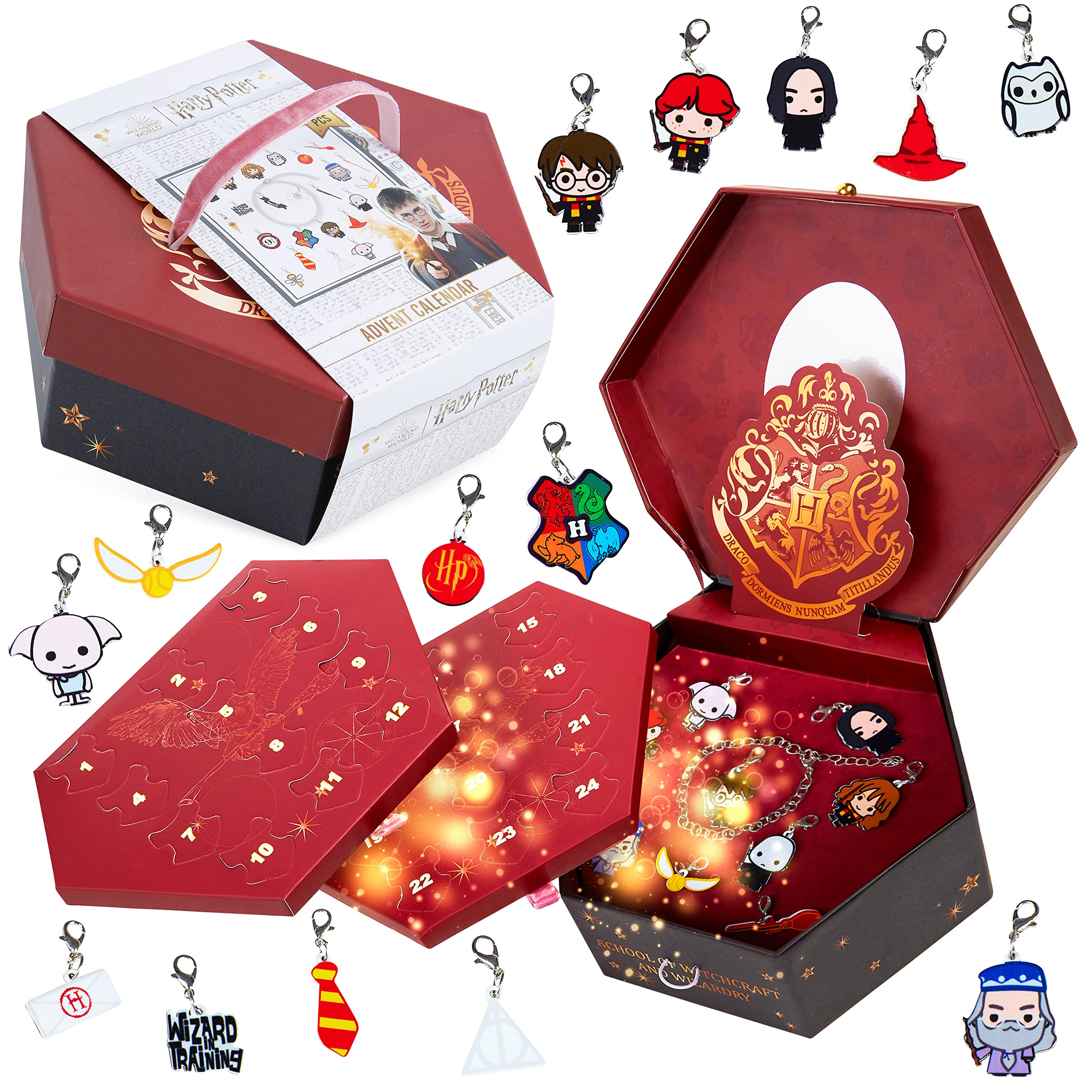 Harry Potter Advent Calendar 2025 Girls Teens Jewellery Christmas Countdown Calendar with Bracelet and Charms Hogwarts Chibi Characters