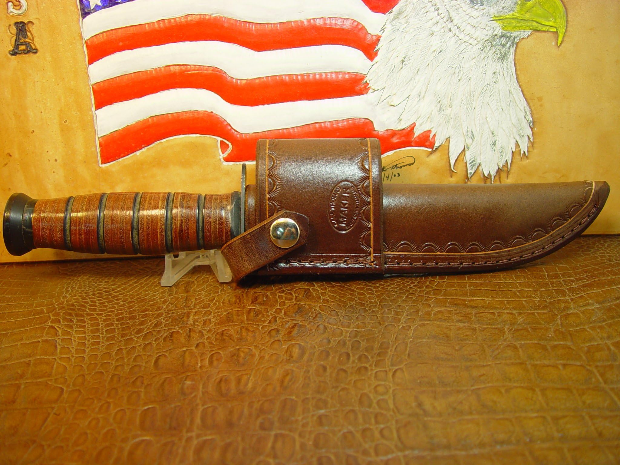 KA-BAR Full Size US Marine Corp Fighting Knife Crossdraw Brown Knife Sheath.THE KNIFE IS NOT INCLUED