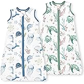 TOTBASIC Sleep Sack 0-6 Months, 0.5TOG Summer Light Wearable Blanket with 2-way Zippers, Premium Soft Baby Sleeping Bag for 0-3-6 Months Baby, 2 Pack(Ocean Crew)