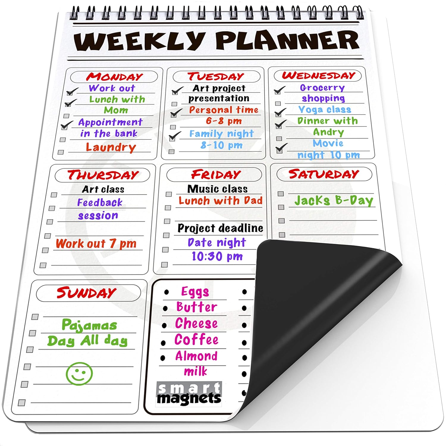 Calendario magnético semanal para refrigerador y pequeño tablero ...