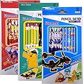 LENITH Pack of 12 - Cute Character Pikachu Monsters Pencil B Lead Wooden Pencil 3 Colors / 1 Type Randomly Send