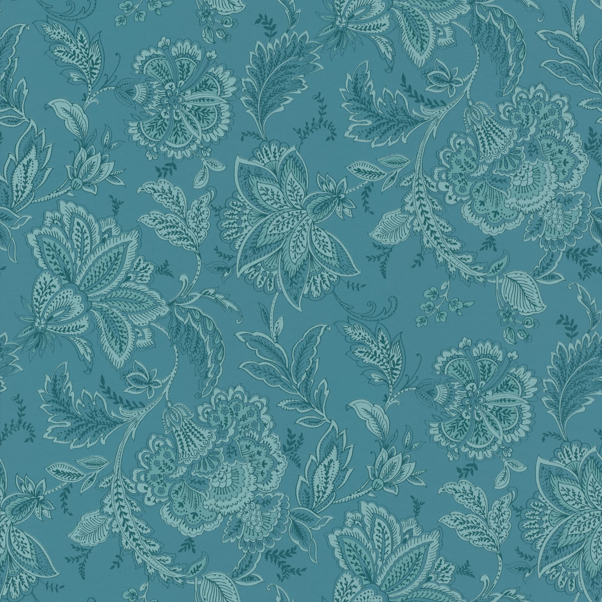 Rasch Sophia 711431 Non-Woven Wallpaper with Floral Pattern in Petrol Colour 10.05 m x 0.53 m (L x W)