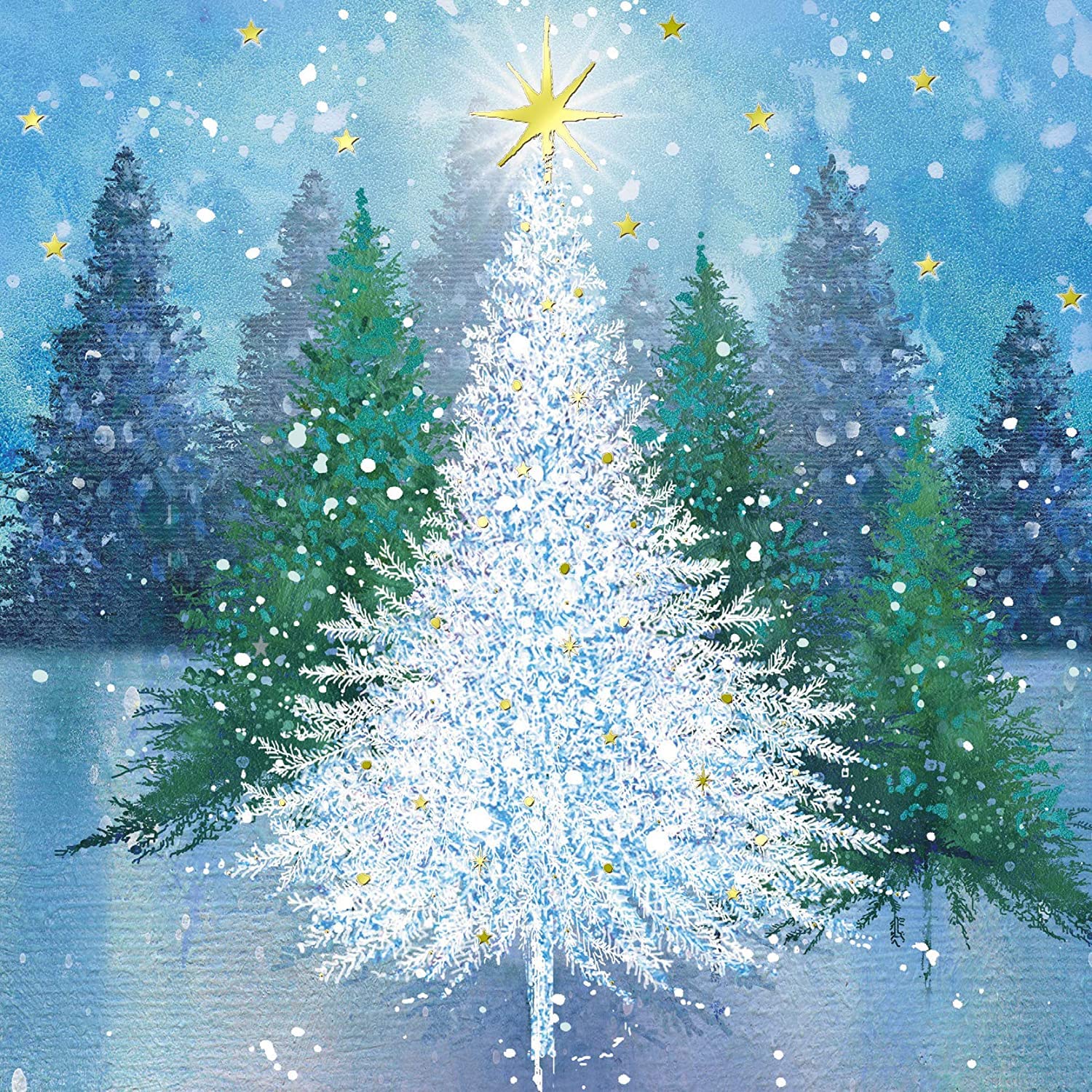 Pack of 6 Artistic Charity Christmas Cards - Tree of Light, Forest of Trees - 6 Cards of 1 Design from Medici Cards