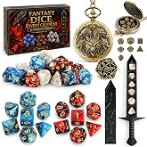 FUNGHOST DND Dice Advent Calendar 2026 with Pocket Watch for RPG Lover | 24Day RPG Dice Set Christmas Countdown with Resin Polyhedral Dice, Dragon Pin for Tabletop Role Playing Game for Adults Teens