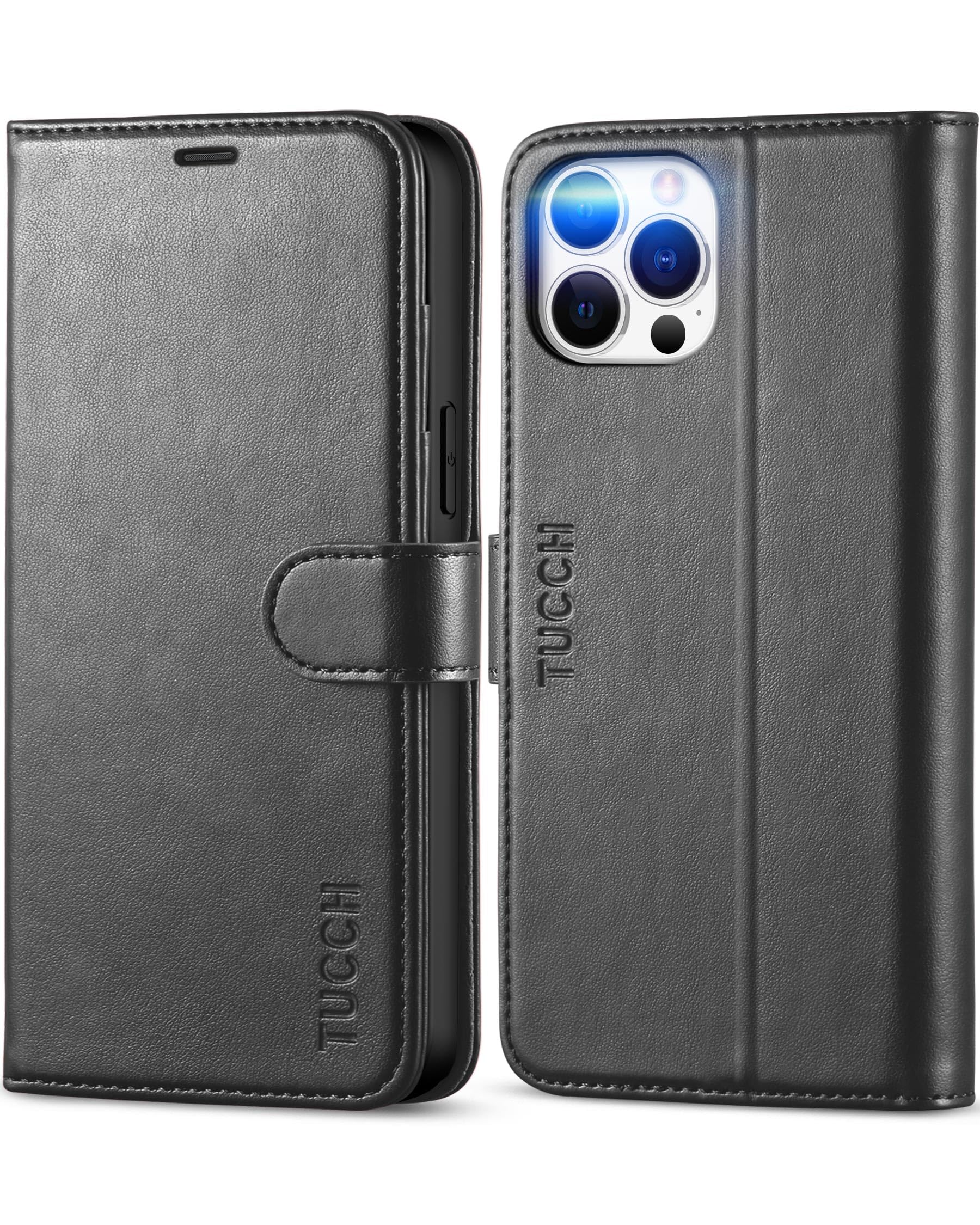 Photo 1 of TUCCH Wallet Case Compatible with iPhone 12 Pro Max 5G 6.7", PU Leather Card Slot Kickstand [Protective TPU Interior Case], RFID Blocking Magnetic Flip Cover for iPhone 12 Pro Max 6.7", Black
