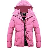 Pursky Women's Warm Winter Thicken Coat Waterproof Cropped Jackets Parka With Removable Hood