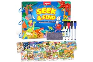 JoyCat Seek & Find Game Books - Preschool Learning Activity for Toddlers & Kids Ages 3-5, Travel Activities Toys for Road Trip Car Airplane, Busy Book, Birthday Gifts for Girls and Boys Ages 4-8