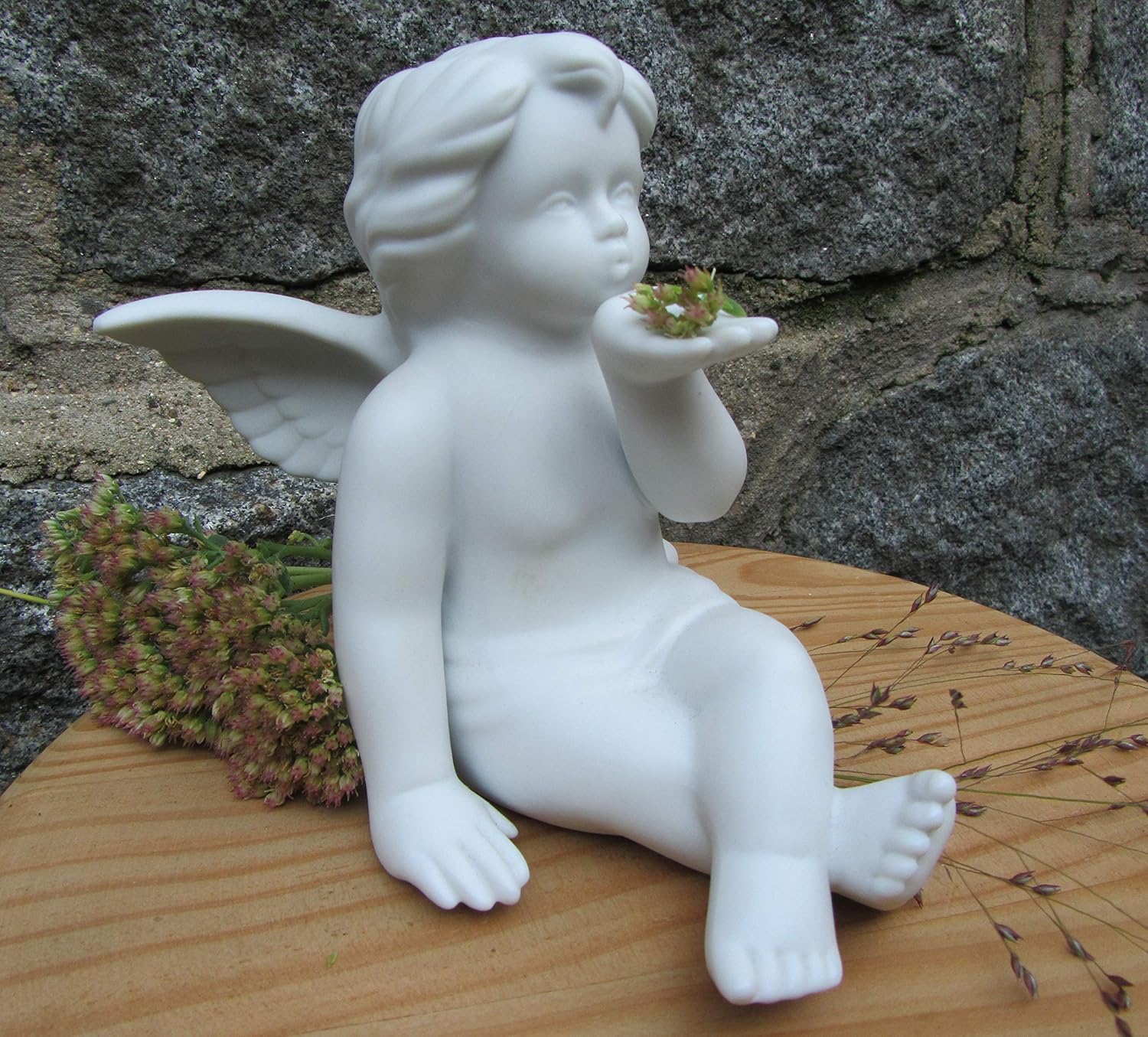 Bavaria Porcelain Angel Biscuit Matte White with Rosenthal Quality 11cm in a Gift Box, Blue,white - Image 3
