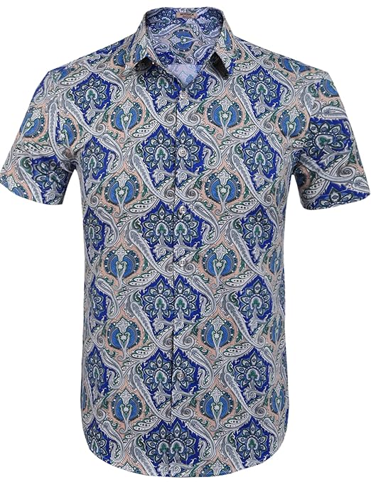 HOTOUCH Herren Hawaiihemd Hawaiishirt Urlaub Hemd Strandhemd Freizeithemd Hawaii-Print mit Kurzarm
