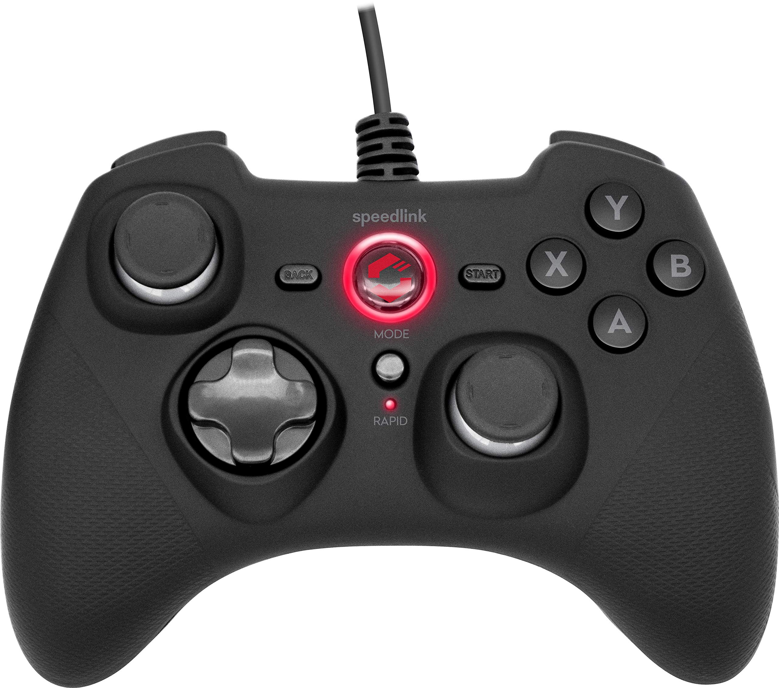 Speedlink RAIT Gamepad - wired gamepad with vibration function, for PC/PS3/Switch, black