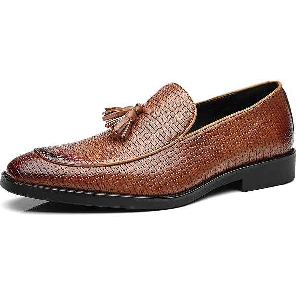 Amazon.com | ELANROMAN Gold Shoes for Men Leather Loafers  display picture 1