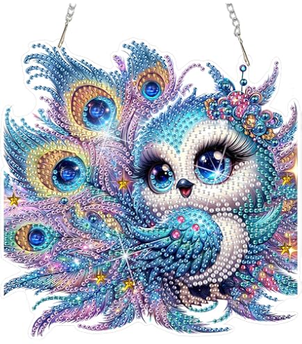 Pendentif Diamond Painting Papillon 5D DIY - Carillon Vent Suspendu Avec Diamants Scintillants, 18.4x19.9 Cm Pour Fenêtre, Porte Ou Jardin