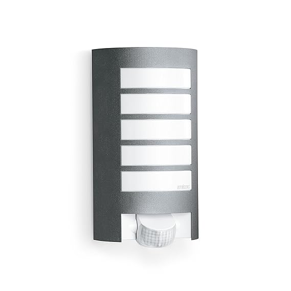 Steinel Außenleuchte L 12 anthrazit, 180° Bewegungsmelder, 10 m Reichweite, robuste Alu-Blende, E27, Max.60 W, Wandlampe, 27.