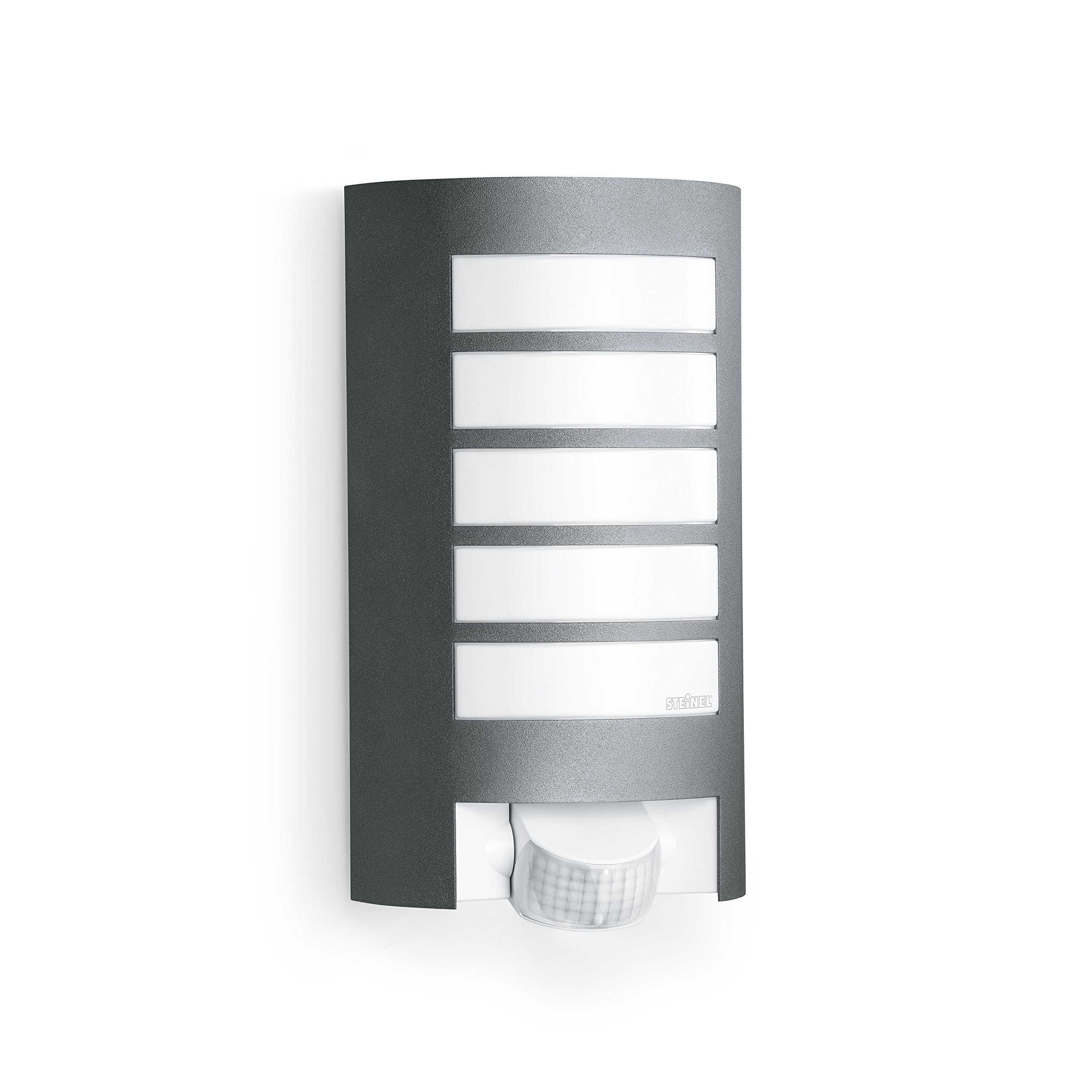 Steinel Outdoor Wall Light L 12 S anthracite, 180° motion detector, 10 m range, aluminium shade, E27 fitting, wall lamp