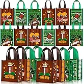 Estune 24 Pack Football Party Favor Tote Bags with Handles, Reusable Non-woven Goodie Treat Bags, Touchdown Sports Gift Bag for Football Birthday, Tailgate, Team Event Party Supplies