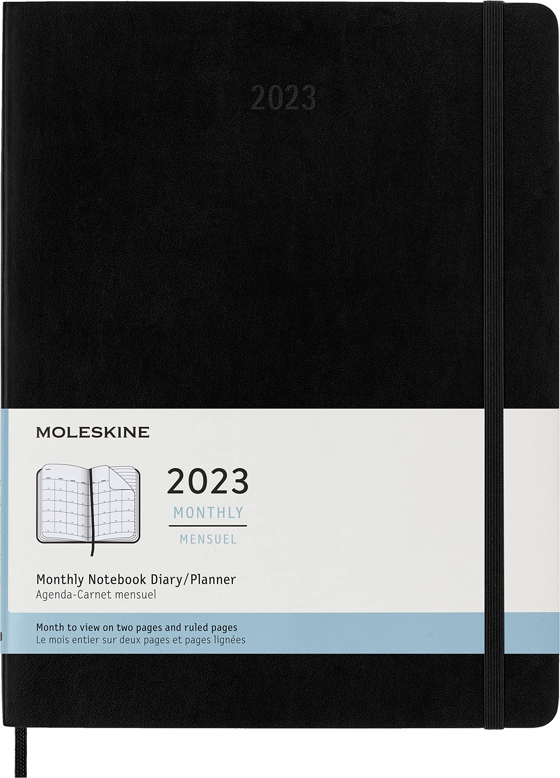Moleskine Monthly Planner 2023, 12-Month Diary, Monthly Notebook with Hard Cover, Large Size 13 x 21 cm, Colour Black