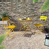 Grand patio Folding Bistro Set 3 Pieces Yellow Weather Resistant view 3