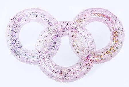 Amazon 子供用浮き輪 キッズフロート まとめ買い 3個 cm 内周 51cm 外周 おしゃれで可愛い透明キラキラ柄 ベビー浮き輪 おもちゃ