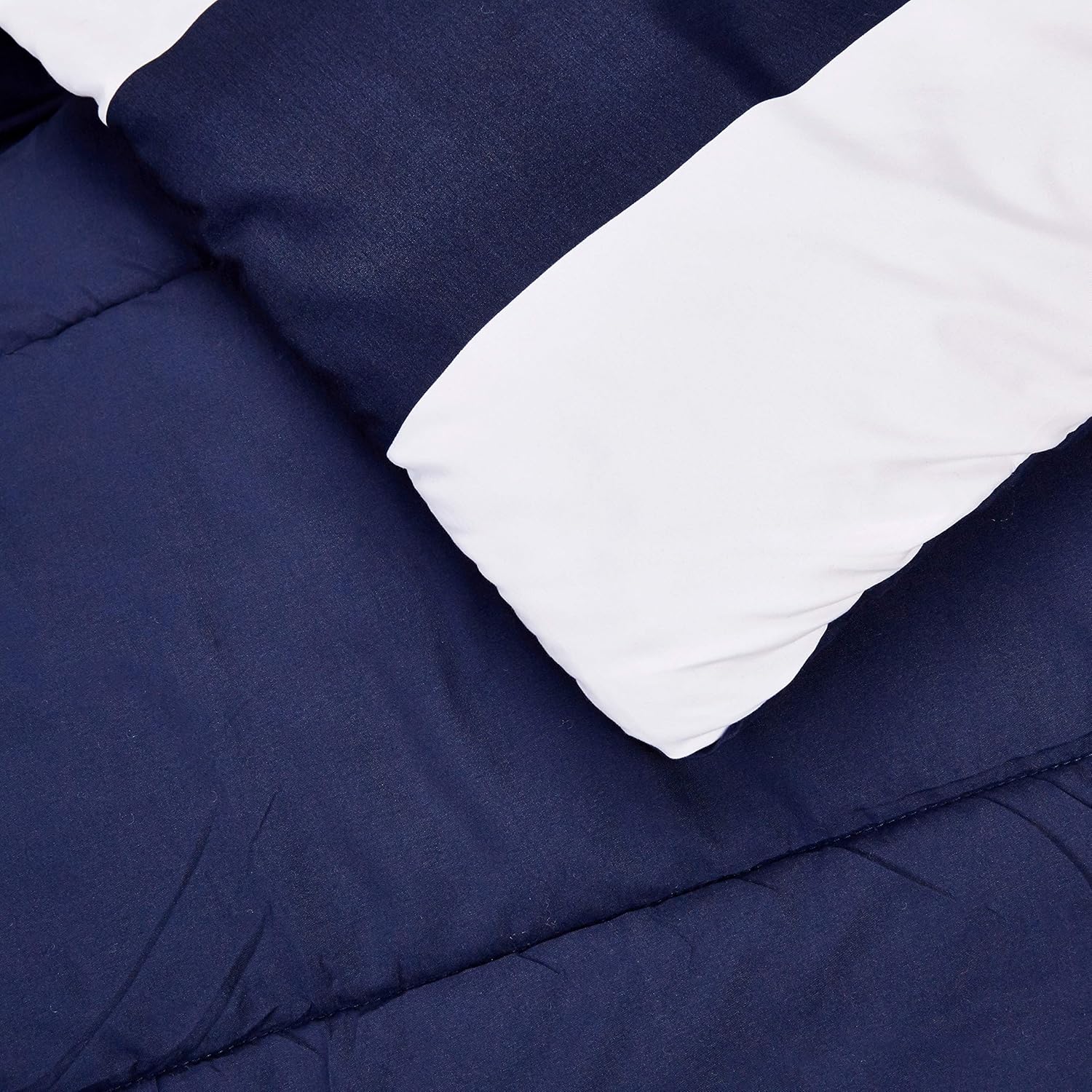 Basics Comforter Set, Twin / Twin XL, Navy Rugby Stripes, Microfiber, Ultra-Soft: Home & Kitchen