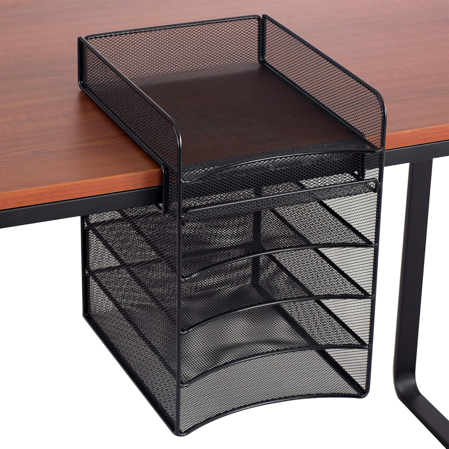 Safco Products Onyx Mesh 5-Tray Underdesk Hanging Organizer 3240BL, Black Powder Coat Finish, Durable Steel Mesh Construction: Office Products