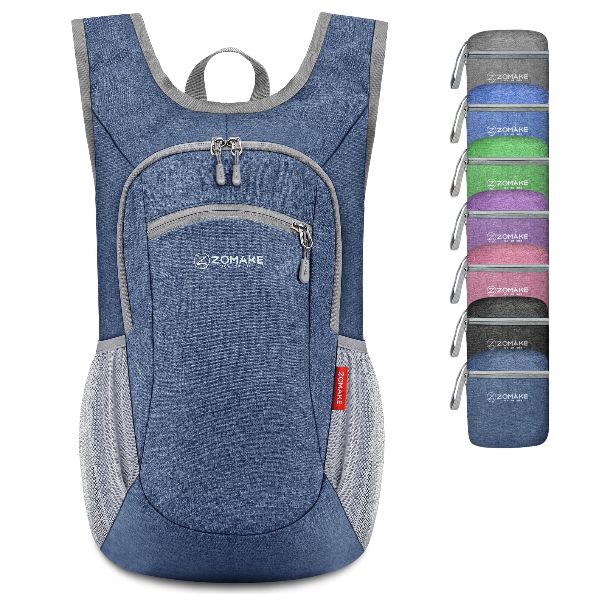 ZOMAKE Lightweight Foldable Backpack, Packable Rucksack 10L Folding Small Back Pack Foldaway Ultralight Daypack Collapsible for Women Men Travel Hiking Walking (Sapphire Blue)