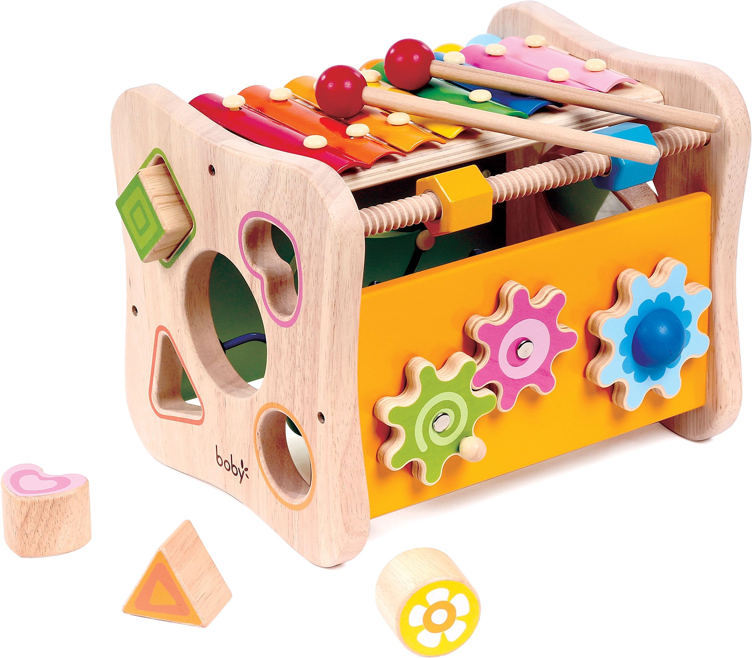 Kids Destiny 8 in 1 Activity Cube - Shape Sorting, Xylophone, Gears, Peg Maze and More