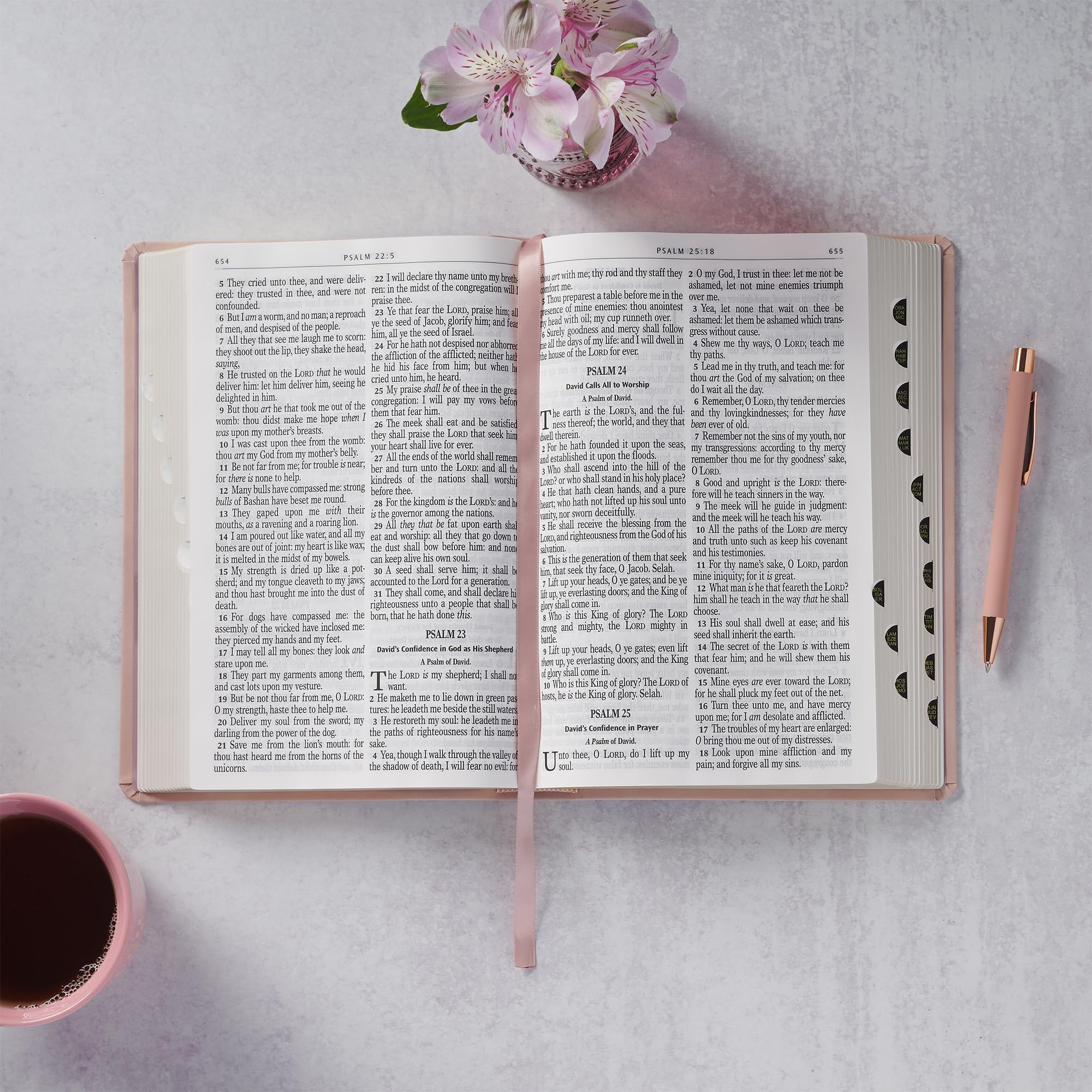 KJV Holy Bible, Giant Print Full-size Faux Leather Red Letter Edition - Thumb Index & Ribbon Marker, King James Version, Pink (KJV Full Size GP Editions)