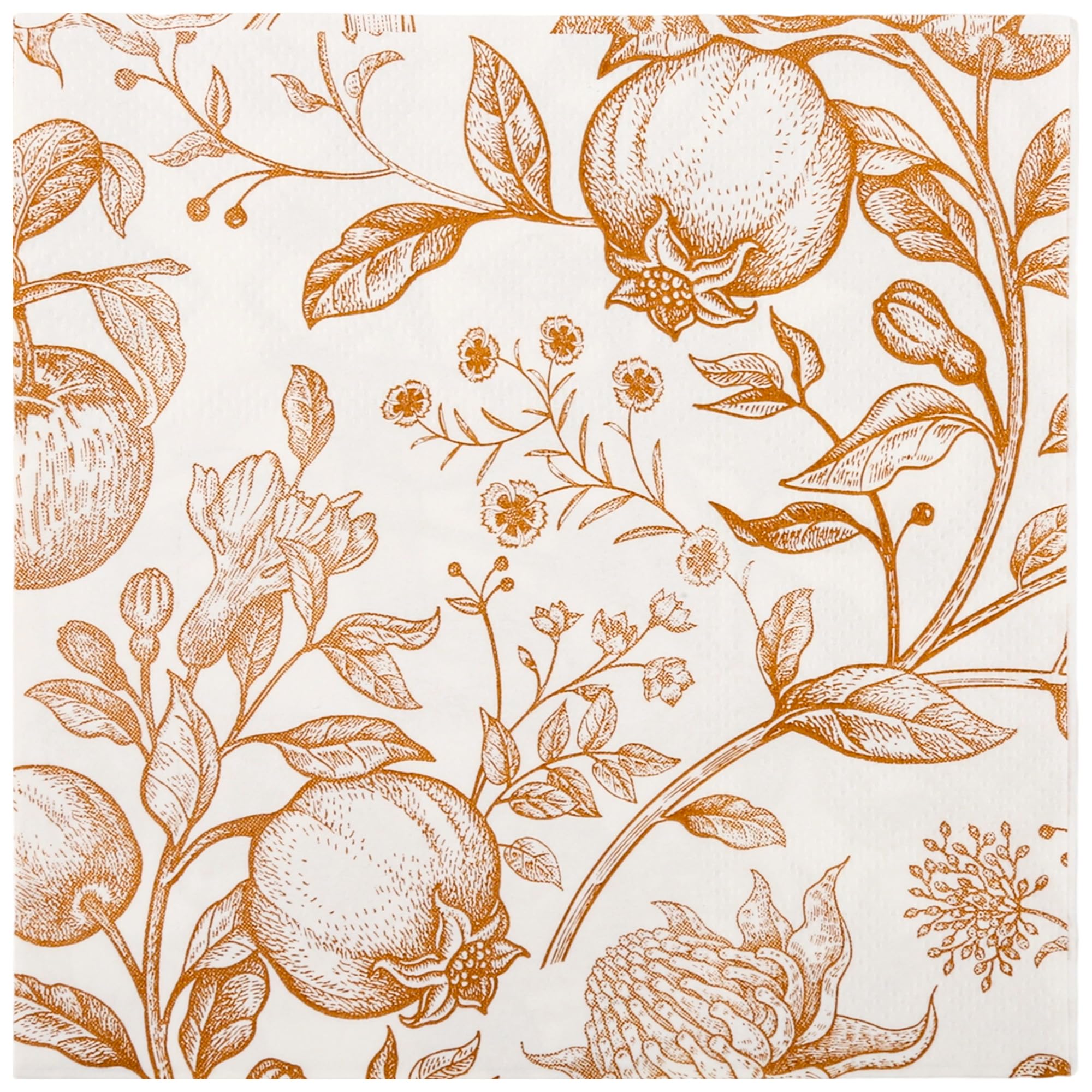 Photo 1 of 100 Floral Paper Napkins Gold Flowers Birds Fruits Disposable Cocktail Napkins Vintage Japanese Branches Leaves Hand Towels for Birthday Fall Harvest Party Supplies