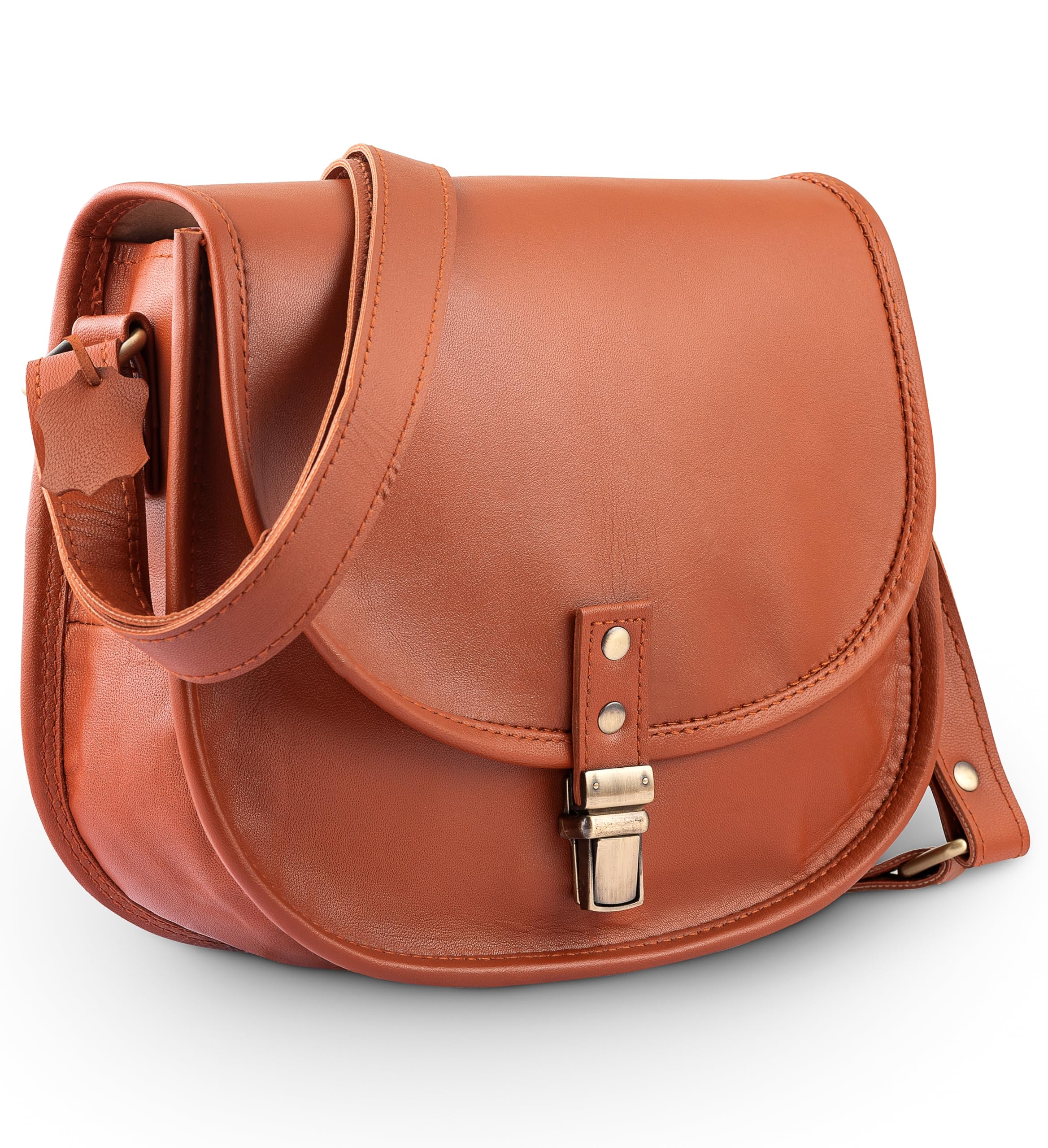 Staglife Urban Leather Saddle Shoulder Bags for Young Women and Teenagers Girls Shoulder Bag Shopping Bag Wallet Vintage Purse Beach Bag for Women (Brown, 25 cm)