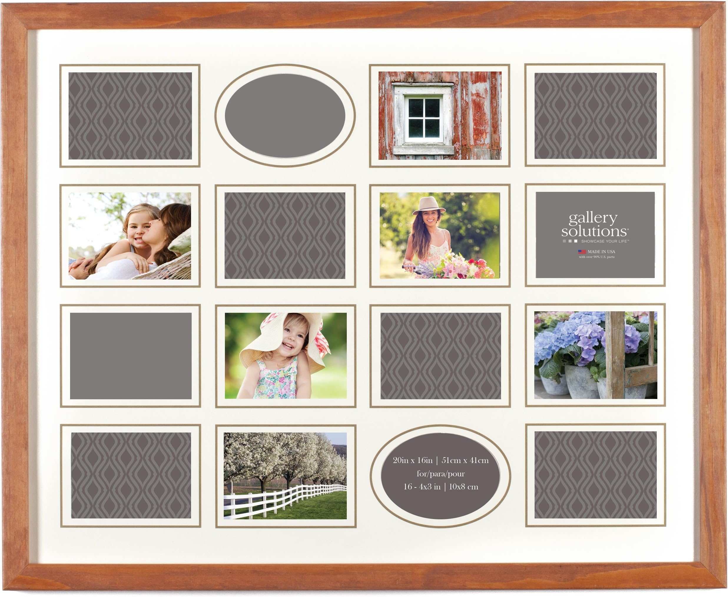 Gallery Solutions Natural Wood Collage Frame with 16 Openings