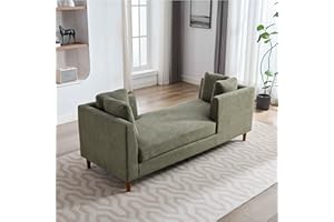 Chifee & Vingol 78" W Modern Oversized Chaise Lounge Chair Indoor with Two Side Left Armrest & 4 Pillows,Solid Wood Legs,Green