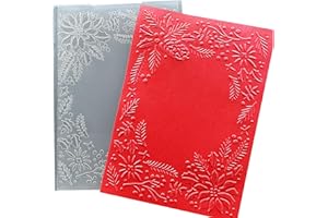 Arbuya 3D Christmas Plastic Embossing Folders for Card Making 3 d Evergreen Holly Leaves Frame Embossing Folder for Gift Tag Paper Crafting Home Decoration 5"x7"