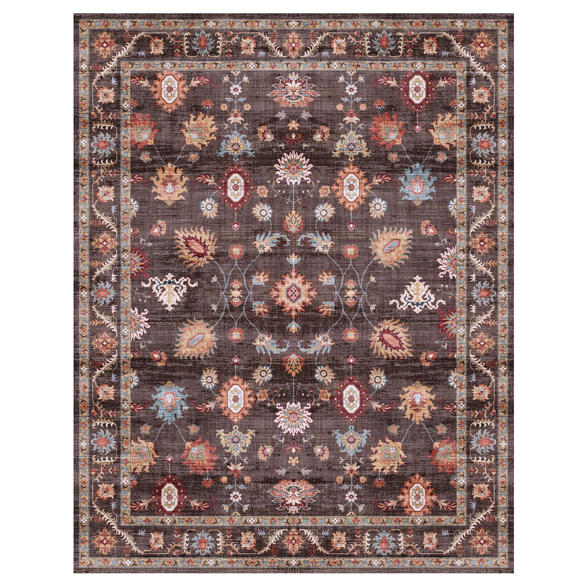 Gertmenian Indoor Easy-Care & Washable Area Rug – 8x10 Large, Ideal for High Traffic Areas in Living Room, Bedroom, Entryway – Casper Brown, 23227 Image