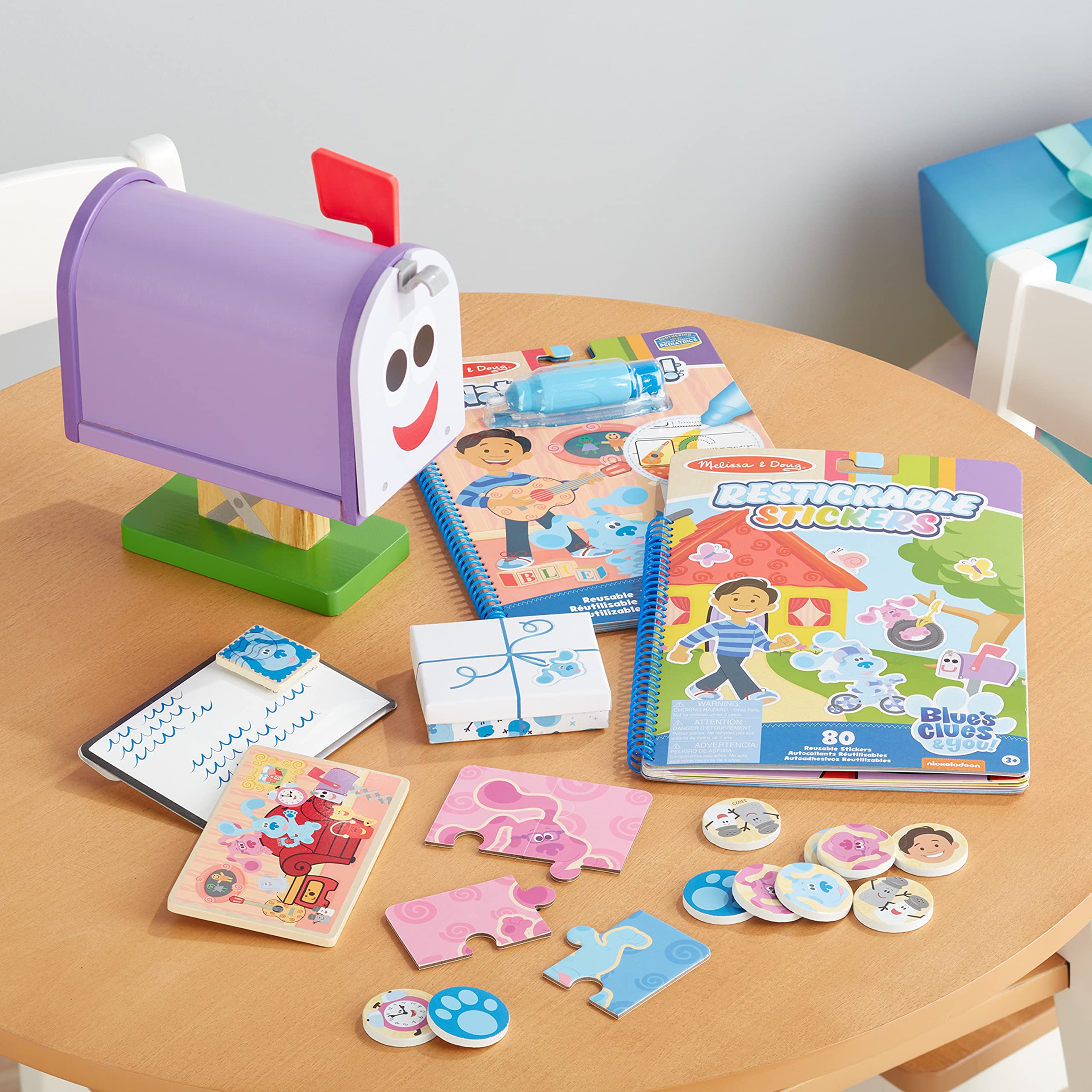 Melissa & Doug Blue's Clues & You! Wooden Mailbox Play Set (27 Pieces)