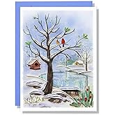QUILLCRAFT Seasonal Greeting Card, Winter Holiday Love Card, Tree Card, Artful Quilled Quilling Card for Winter Christmas Birthday, Mothers Day, Him Her Friend Mom Dad Boss (White)