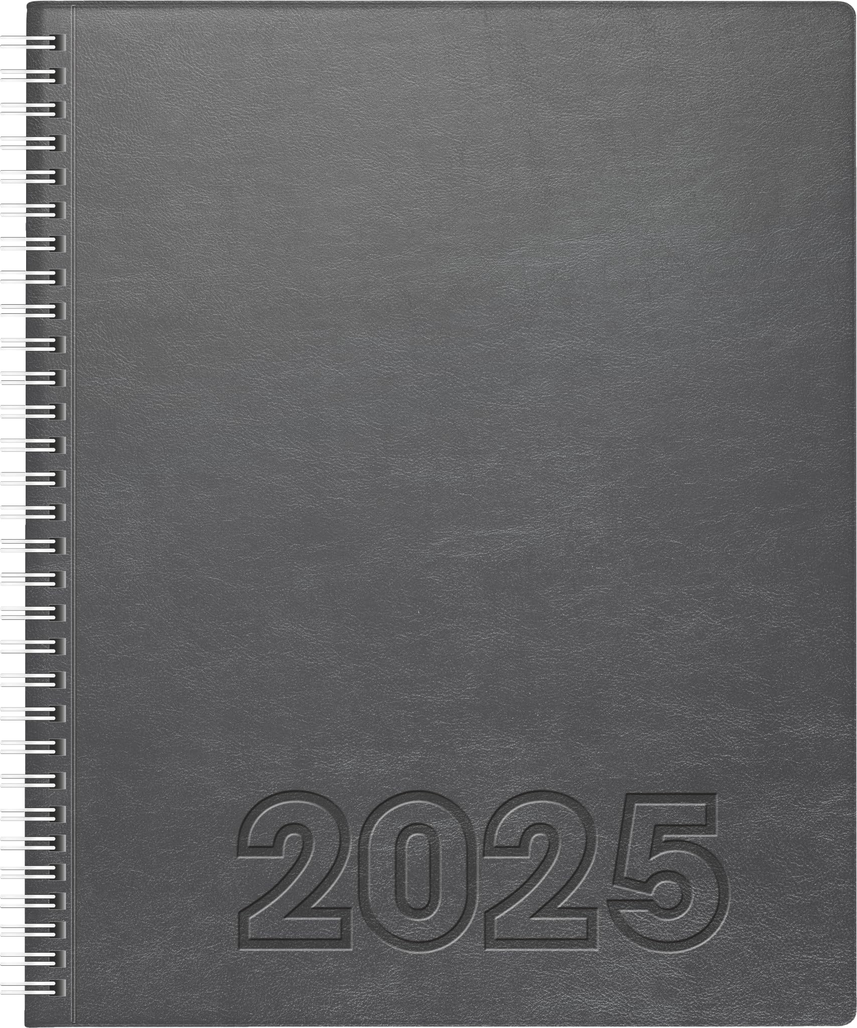 BRUNNEN Book Calendar Model Manager Wt 7 Weektimer (2025), 2 Pages = 1 Week, 210 × 260 mm, 160 Pages, Soft Cover, Grey