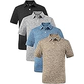 Orrstarry 4 Pack Boys Short Sleeve Polo Shirts Dry Fit Athletic Performance Collared Golf Shirts for Youth